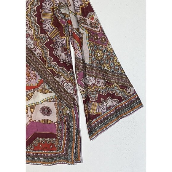 HALE BOB Joanna Voile Fuchsia Beaded Long Flared Sleeve Tunic Top Blouse - Picture 8 of 12